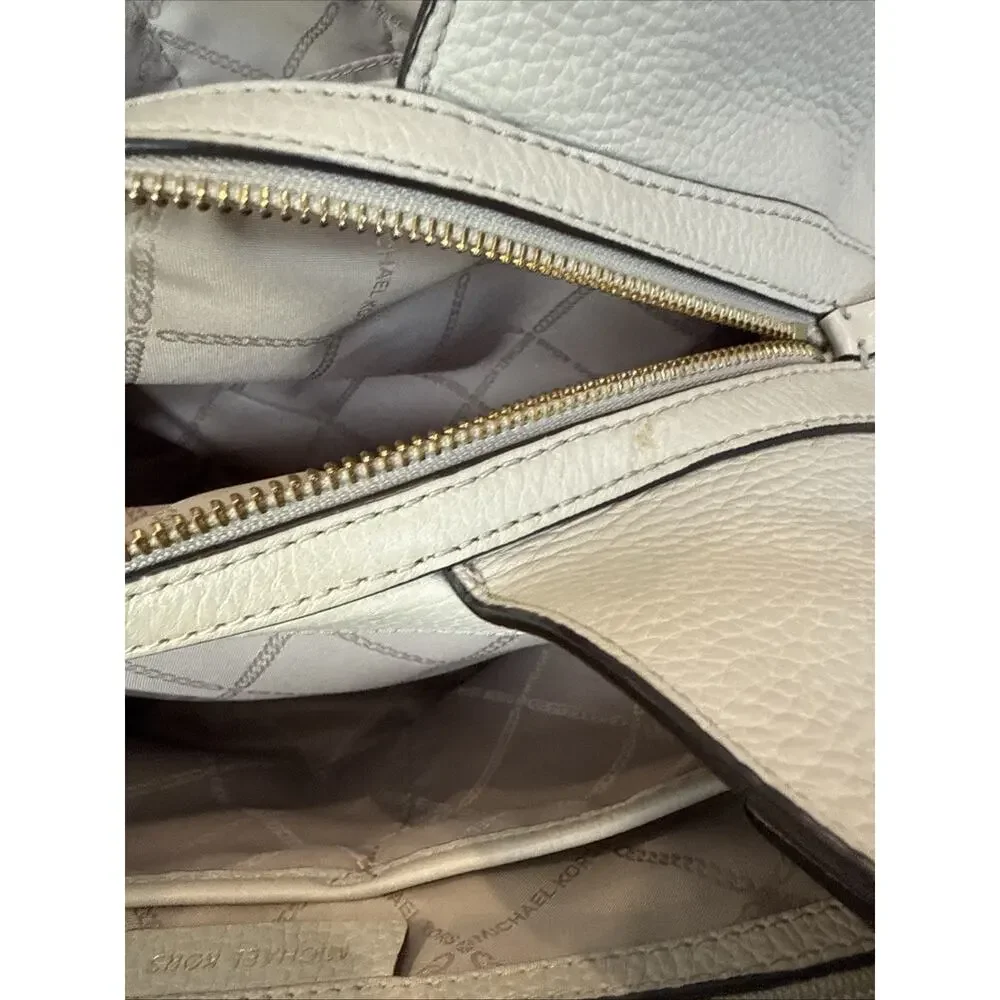 MICHAEL Michael Kors Carrie Large Pebbled Leather Shoulder Bag, Light Sand
